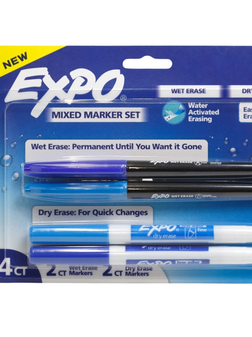 18 4 pack Expo Mixed Wet & Dry Erase Marker Set - Blue & Black